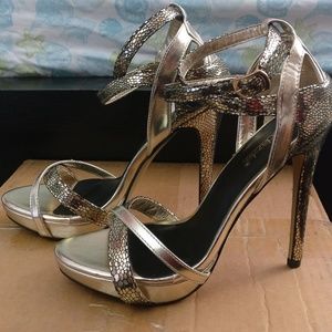 ShoeDazzle Strappy Gold High Heels